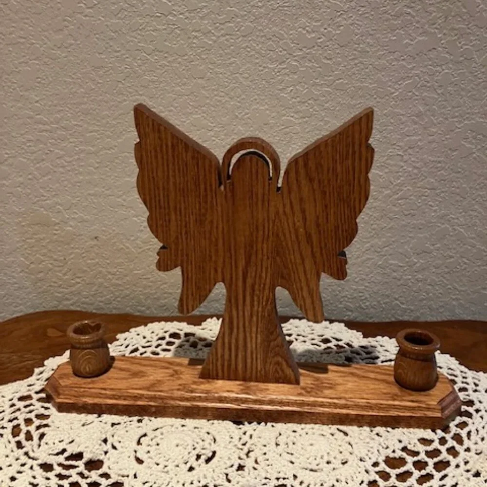 Solid Wooden Candle Holder‎ Angel . 10